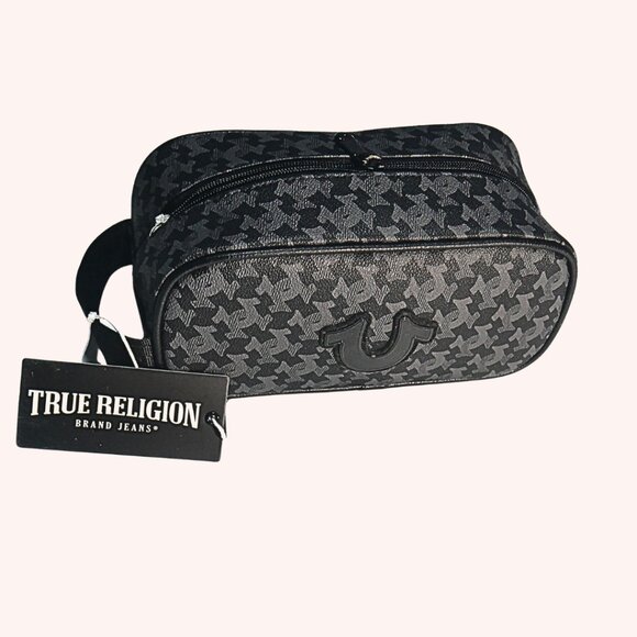 True Religion Other - True Religion CODA Toiletry Bag Men's Black/Gray Horseshoe Logo 2 Travel Bottles